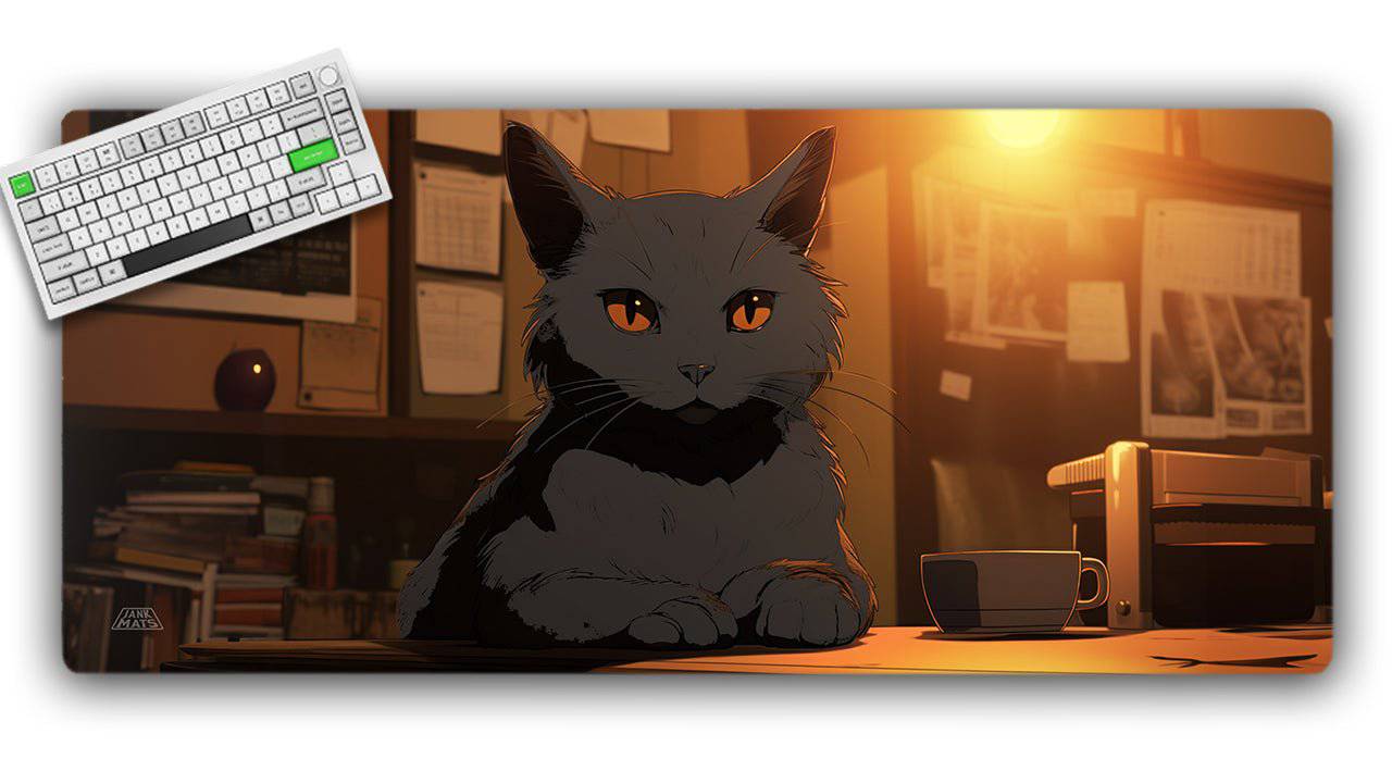 Anime Coffee Cat TCG Playmat or XL Desktop - Jankmats